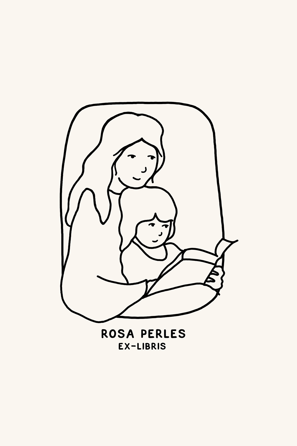 Dibujo de madre y hija leyendo un mismo libro