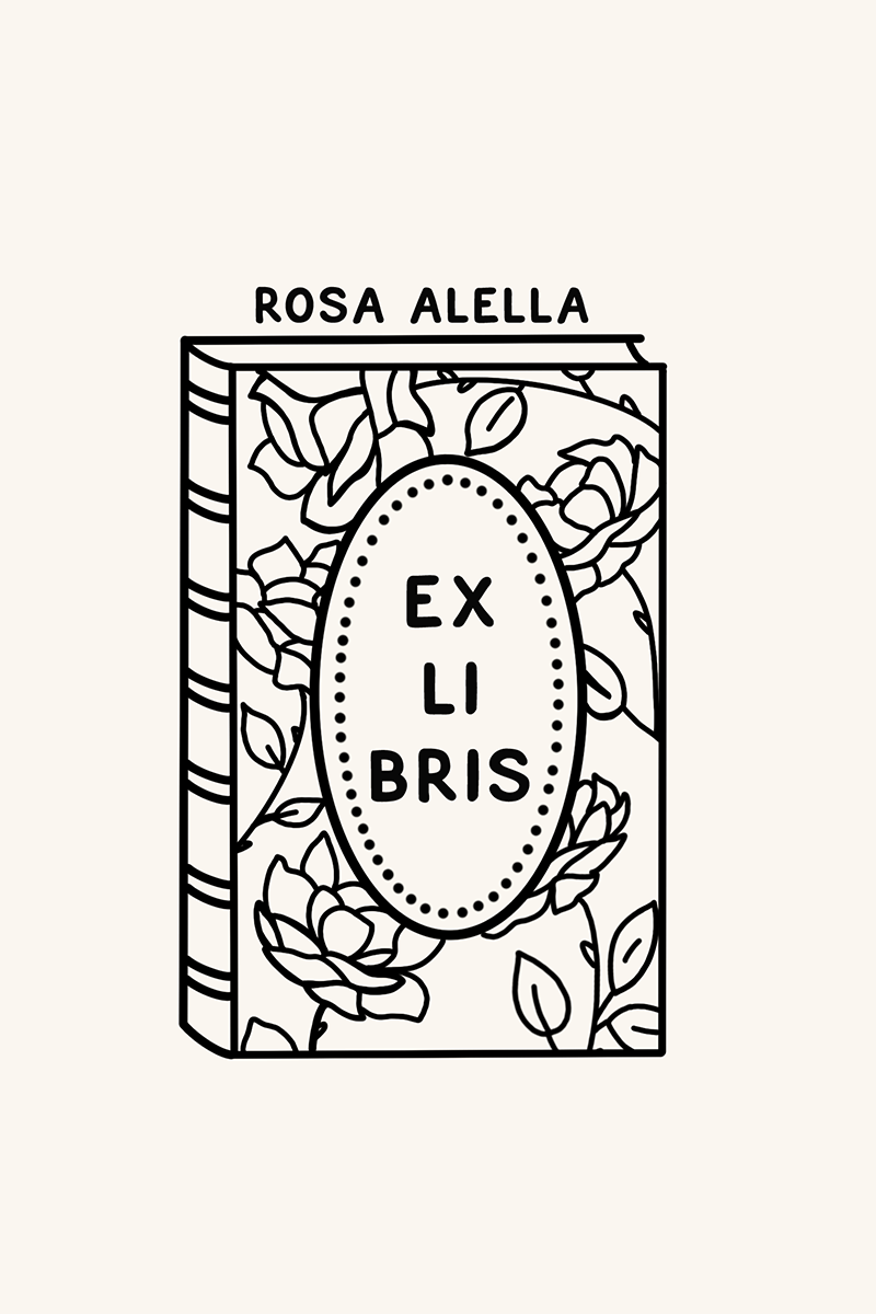 Dibujo de un libro con la portada llena de rosas