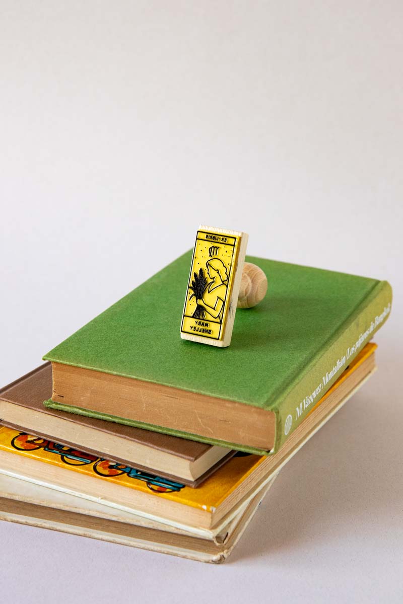 Sello ex-libris con signo del zodiaco virgo