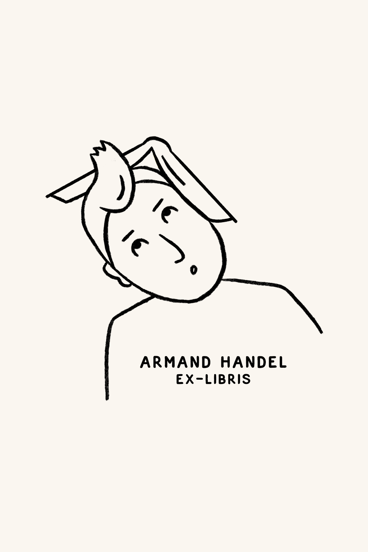 Dibujo de un hombre sorprendido con un mechón de pelo hacia arriba y un libro sobre su cabeza