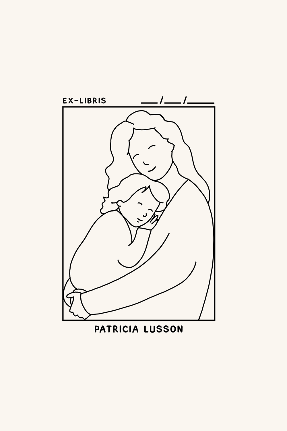 Dibujo de madre y hijo dándose un abrazo