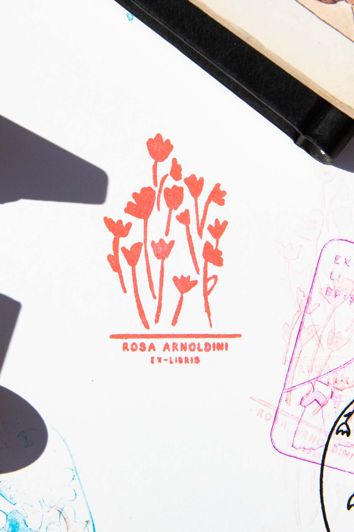 Portadilla de un libro estampada con amapolas