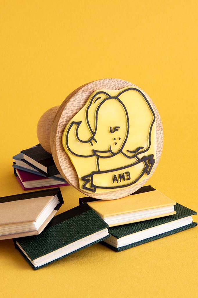 Sello ex-libris de un elefante