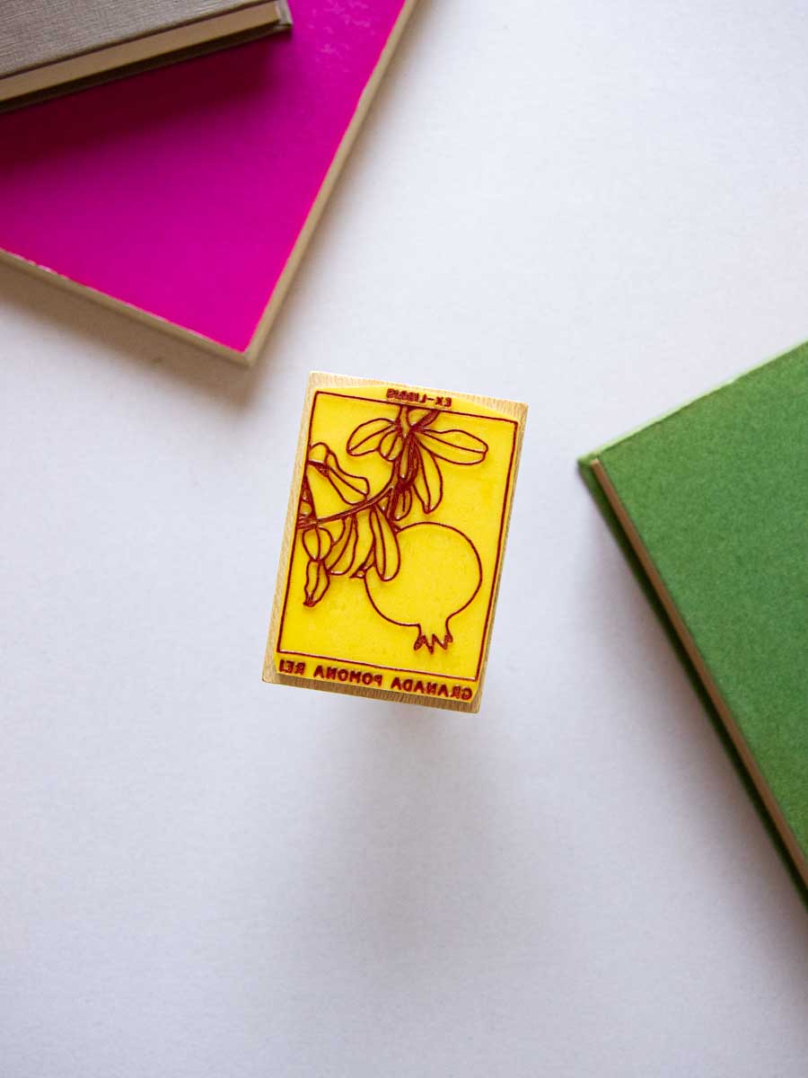 Sello ex-libris con un granado