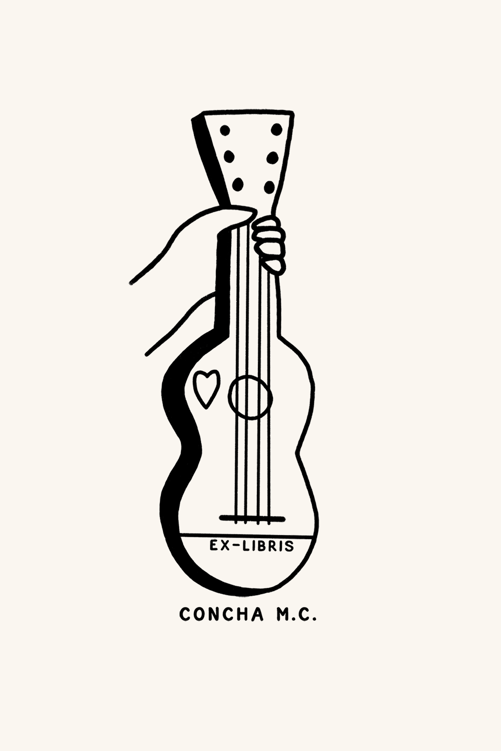 Dibujo de una mano sosteniendo una guitarra