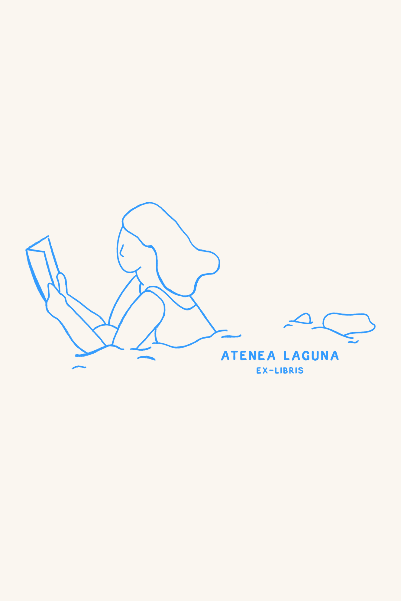 Dibujo de una mujer nadando y leyendo un libro al mismo tiempo